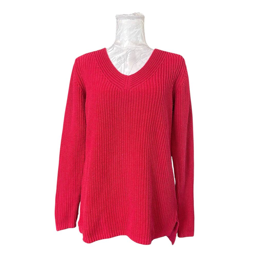 LL Bean Pink Chunky Knit Sweater Sz M